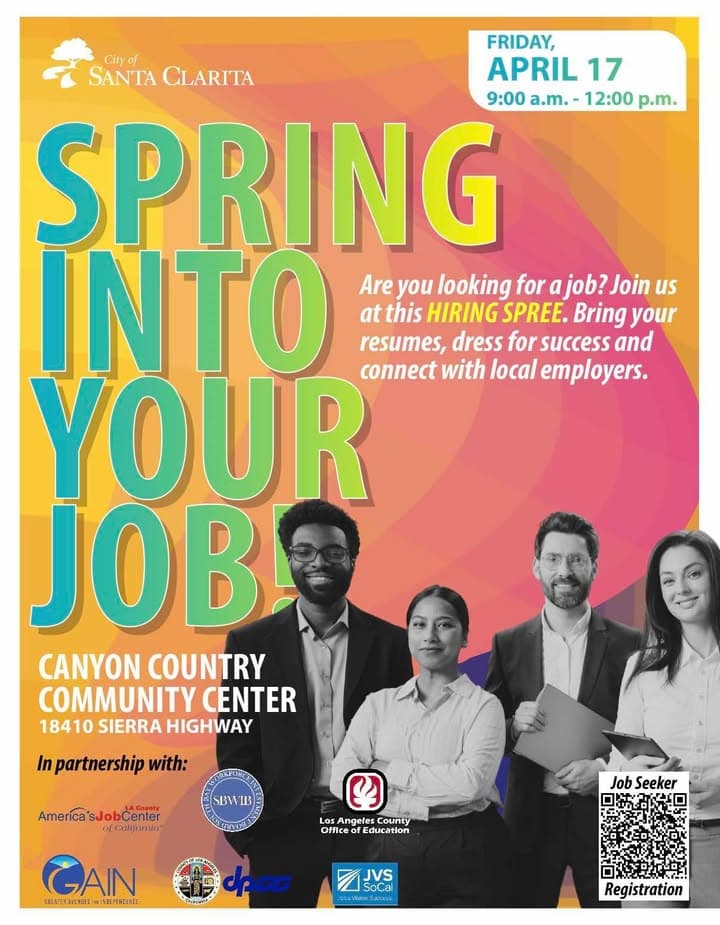 JOB FAIR Friday April 17th 9am till noon at the Canyon Country...