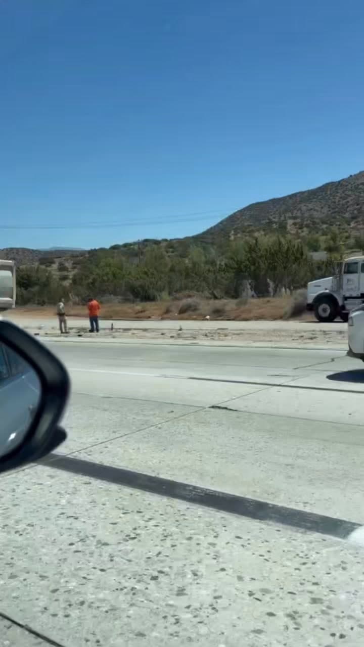 LA County Public Works truck on fire.....northbound 14 at Escondido Canyon around...