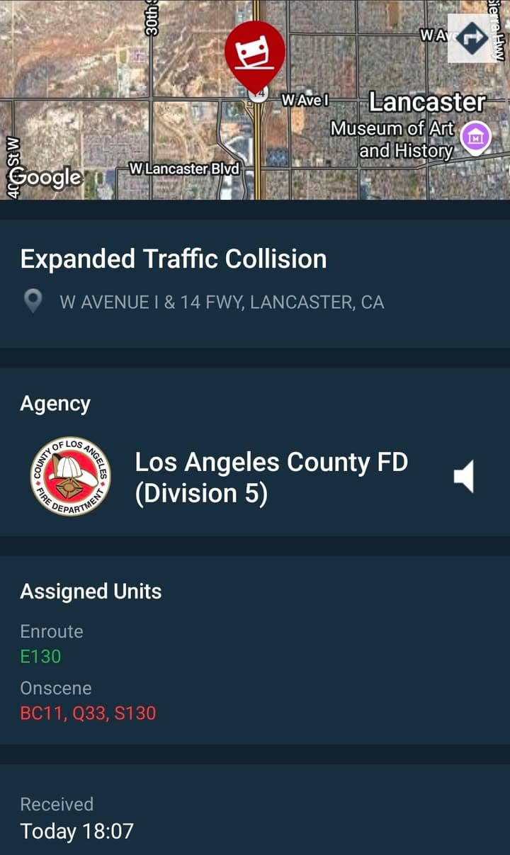 11-79..... 14 Freeway intersection at Avenue I....gray Toyota Highlander vs black Kia...