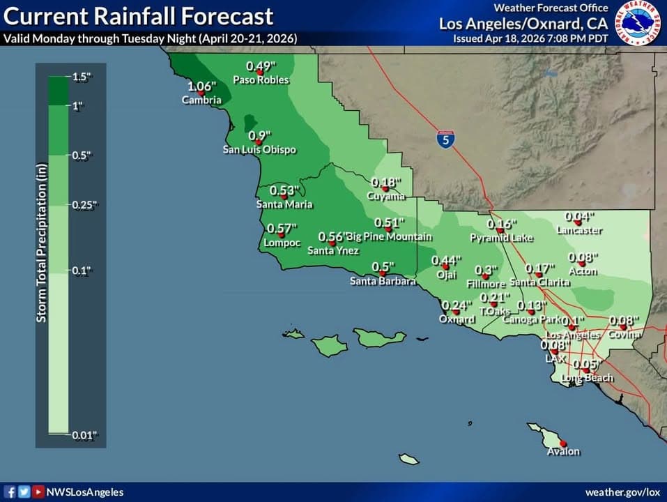 Small amount of rain possible this afternoon.
