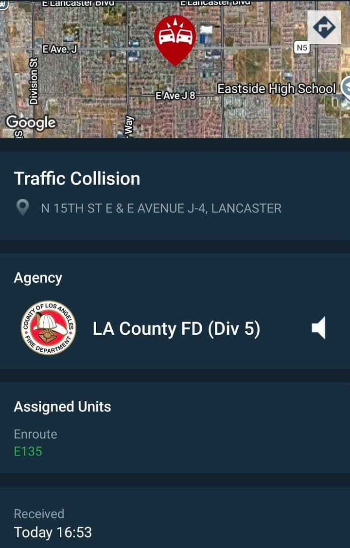 902T/902R....15th Street East and Avenue J-4.....two vehicle collision.....sheriff and FD enroute code...