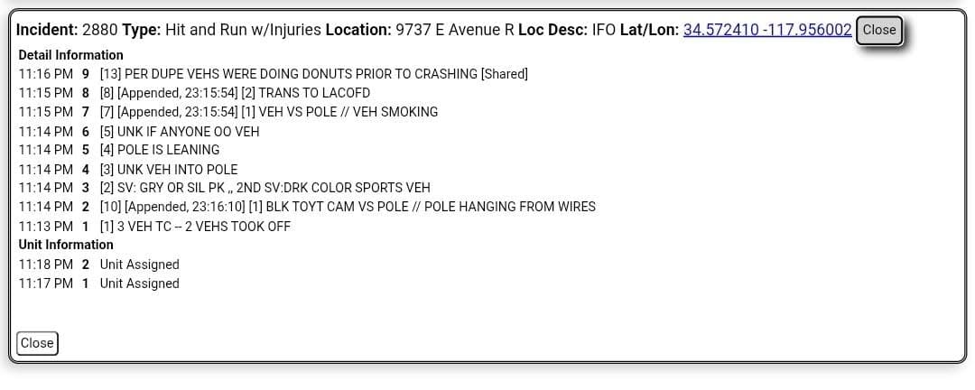 20001(hit and run with injuries)....97th Street East and Avenue R....three vehicle collision,...