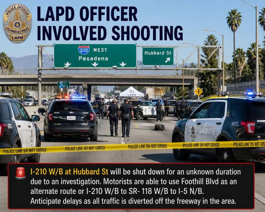 ATTENTION COMMUTERS I-210 W/B at Hubbard St will be shut down for...
