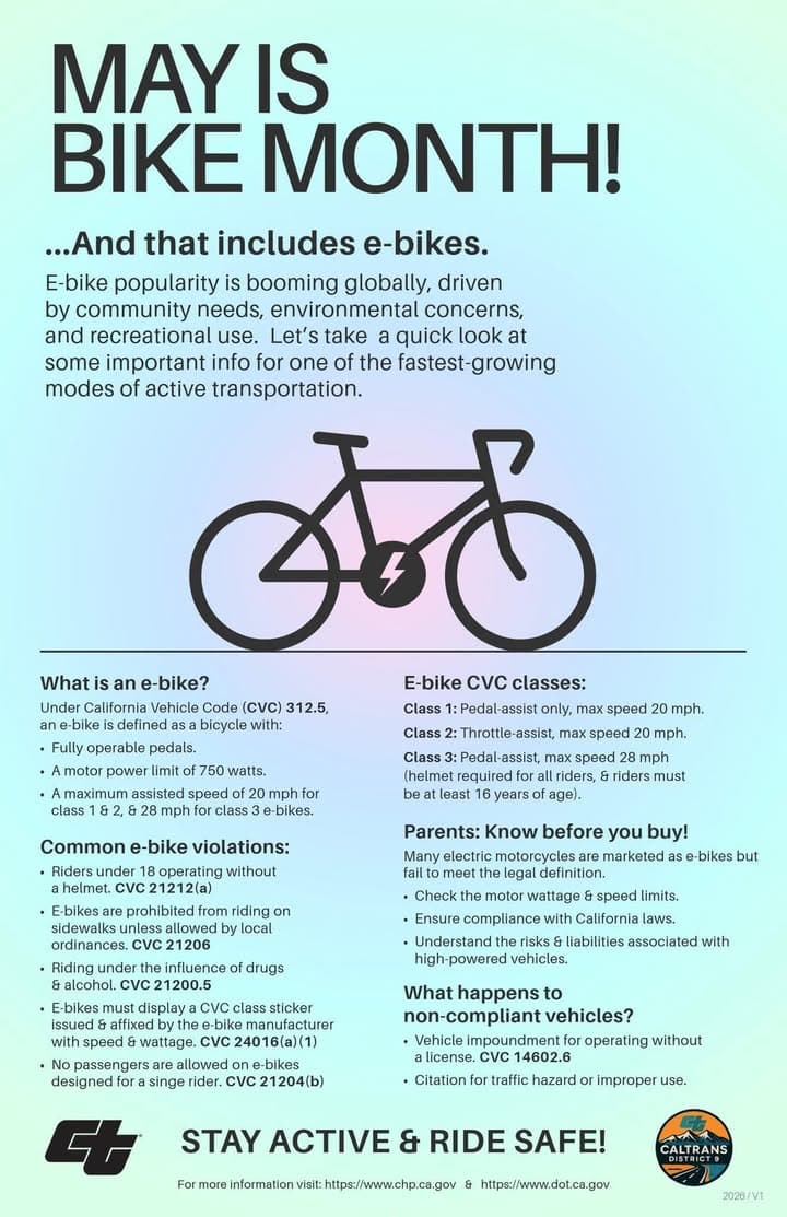May is Bike Month!🚴‍♂️ Caltrans is celebrating the occasion by providing resources...