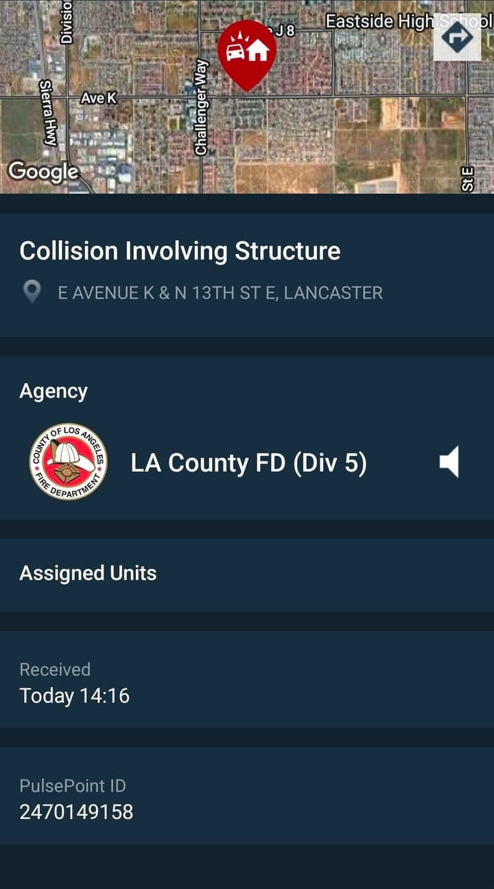 902T/902R....13th Street East and Avenue K....vehicle vs wall....sheriff and FD enroute code...