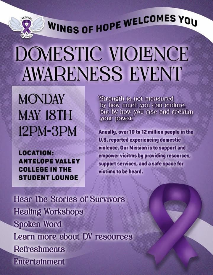 Monday May 18th 12pm to 3pm at Antelope Valley College student lounge...