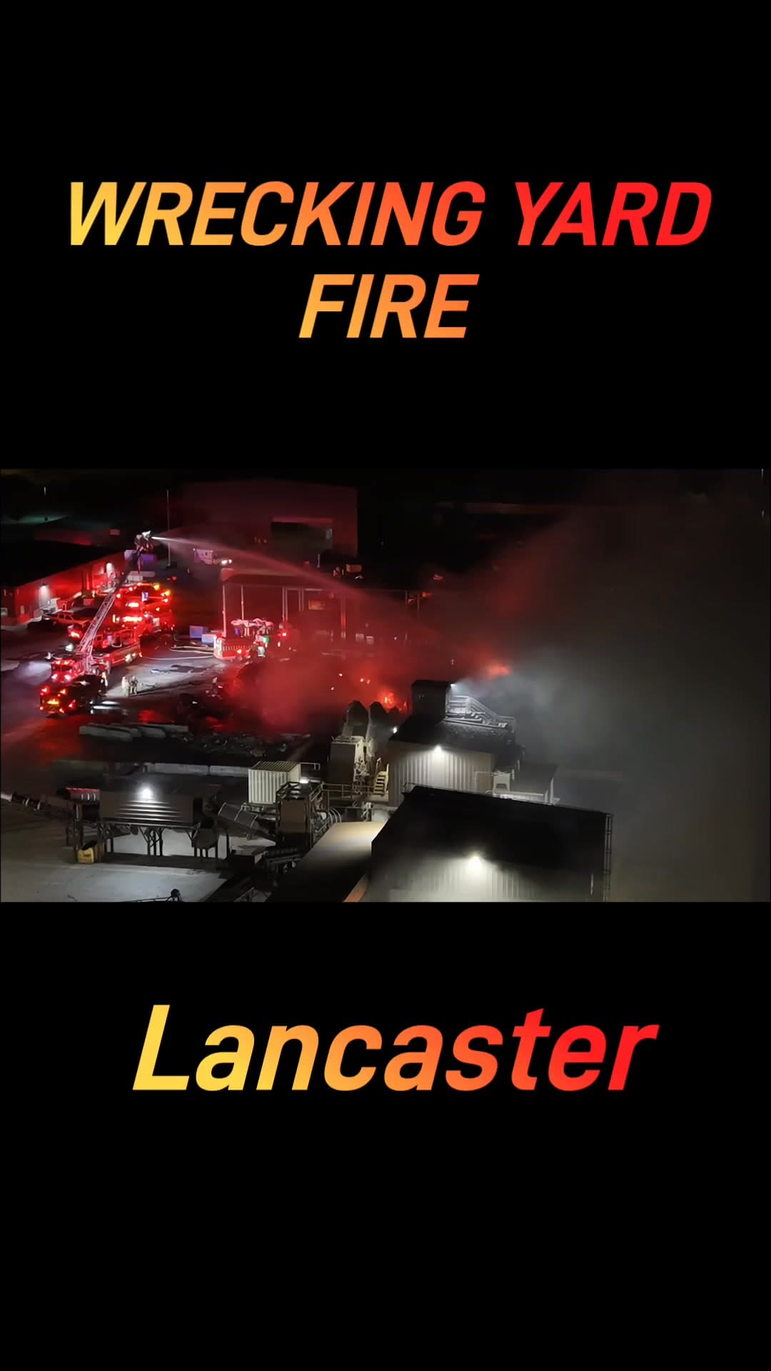LANCASTER — A large fire tore through a wrecking yard just after...