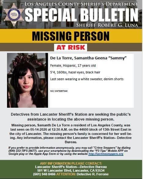 #LASD is Asking for the Public's Help Locating At-Risk Missing Person, De...