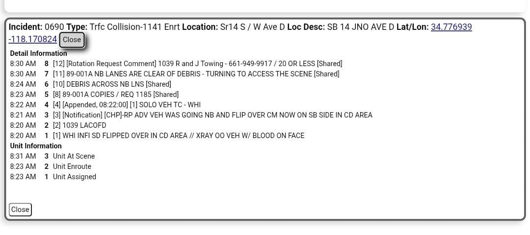 11-79....southbound 14 at Avenue D....solo vehicle rollover, female driver out of vehicle,...