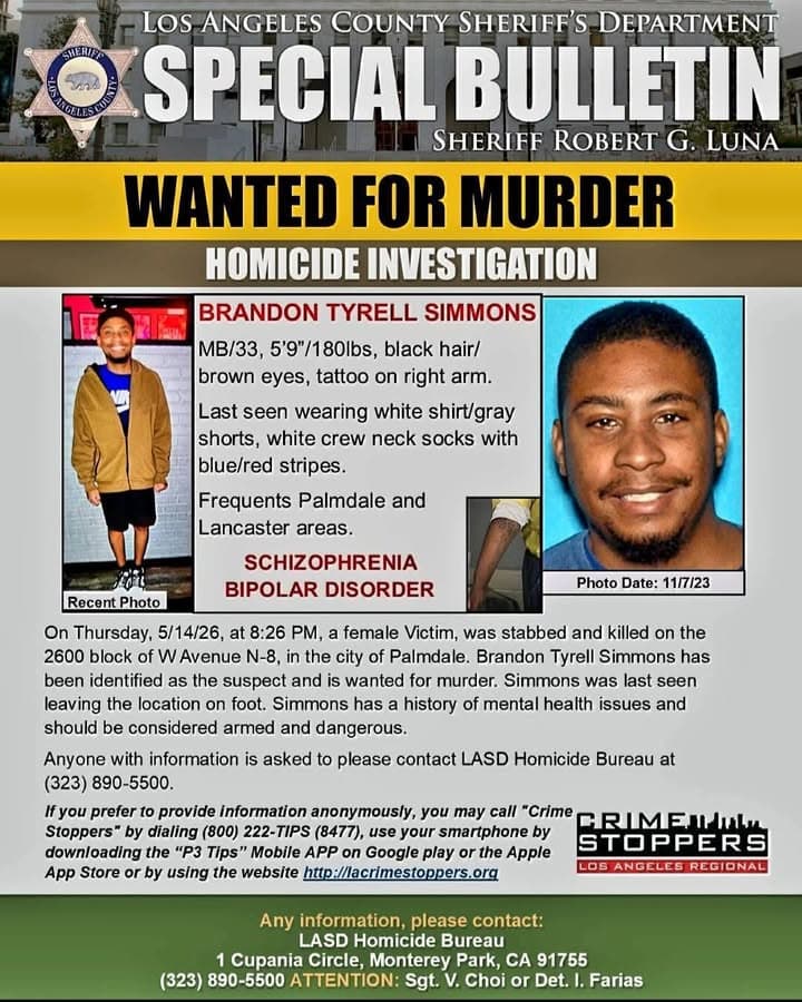 HOMICIDE SUSPECT WANTED *UPD* #LASD Homicide Investigators Responded to a Death Investigation,...