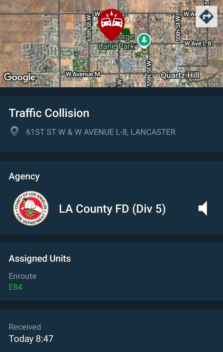 902T/902R....61st Street West and Avenue L-8.... two vehicle collision, black Honda vs...