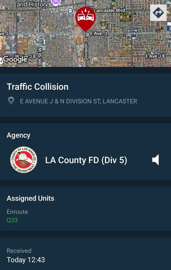 902T/902R....Avenue J and Division Street....two vehicle collision.....sheriff and FD enroute code 3...