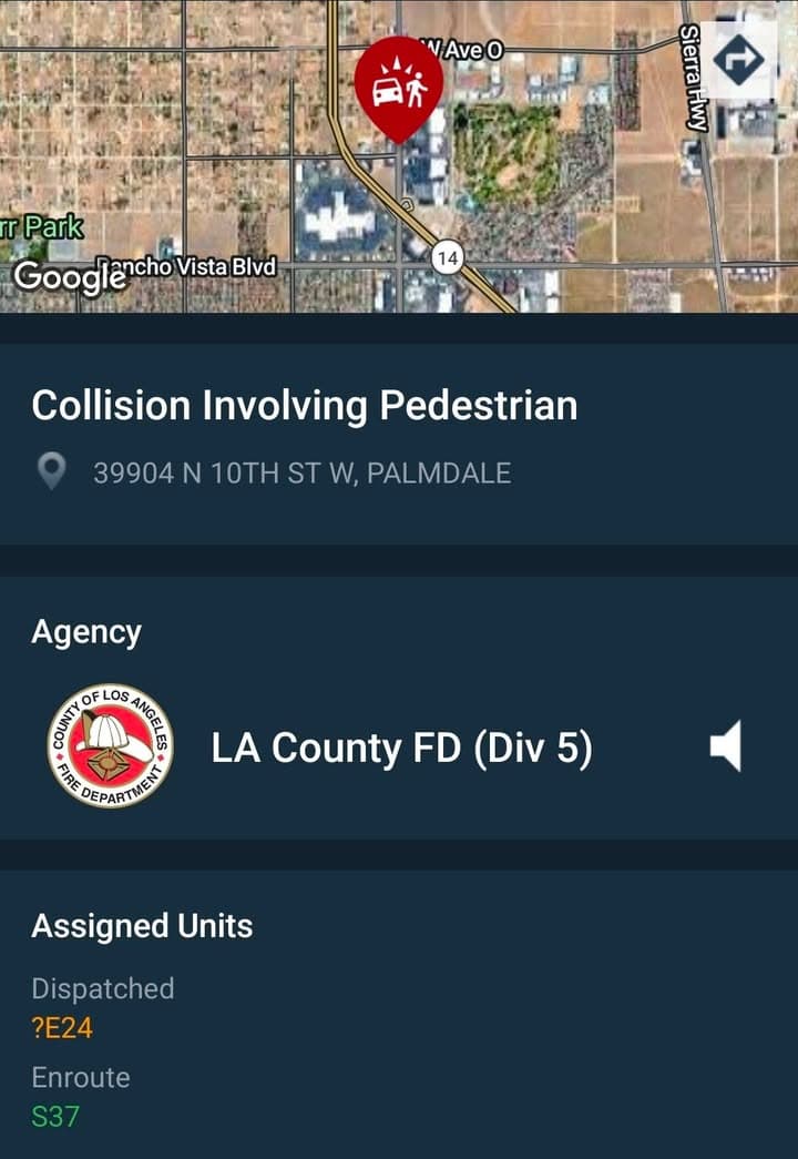 902T/902R....39904 10th Street....vehicle vs pedestrian....sheriff and FD enroute code 3