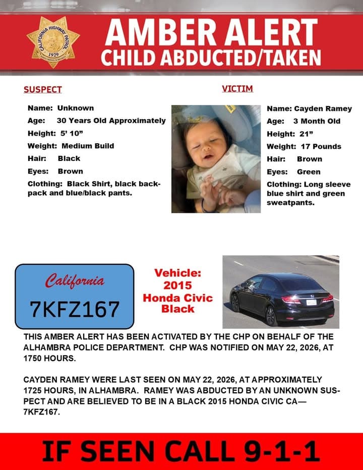 AMBER ALERT - Los Angeles and Orange Counties Last seen: Hampden Terrace...