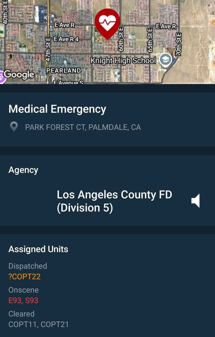 902R....57th Street East and Avenue R-8.....37 week old, trouble breathing and lethargic....sheriff...