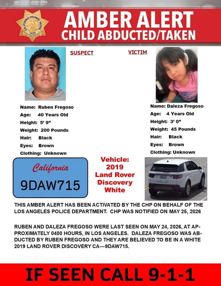 AMBER ALERT - Los Angeles, Riverside and San Diego Counties Last seen:...