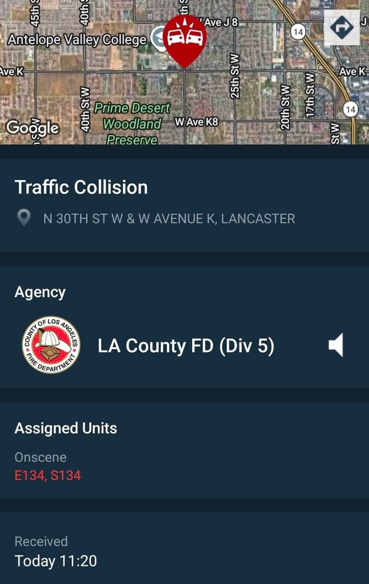 902T/902R....30th Street West and Avenue K....reported vehicle vs motorcycle....sheriff and FD enroute...