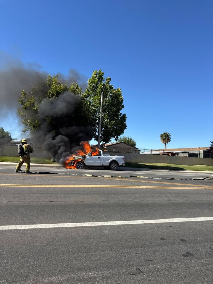 904A.....Avenue I and 25th Street East....truck on fire just before intersection....sheriff and...