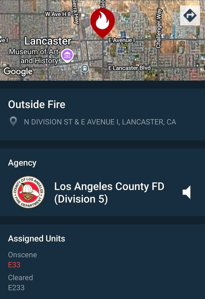 Fire in field at Avenue I and Division....FD enroute UPDATE: also reported...