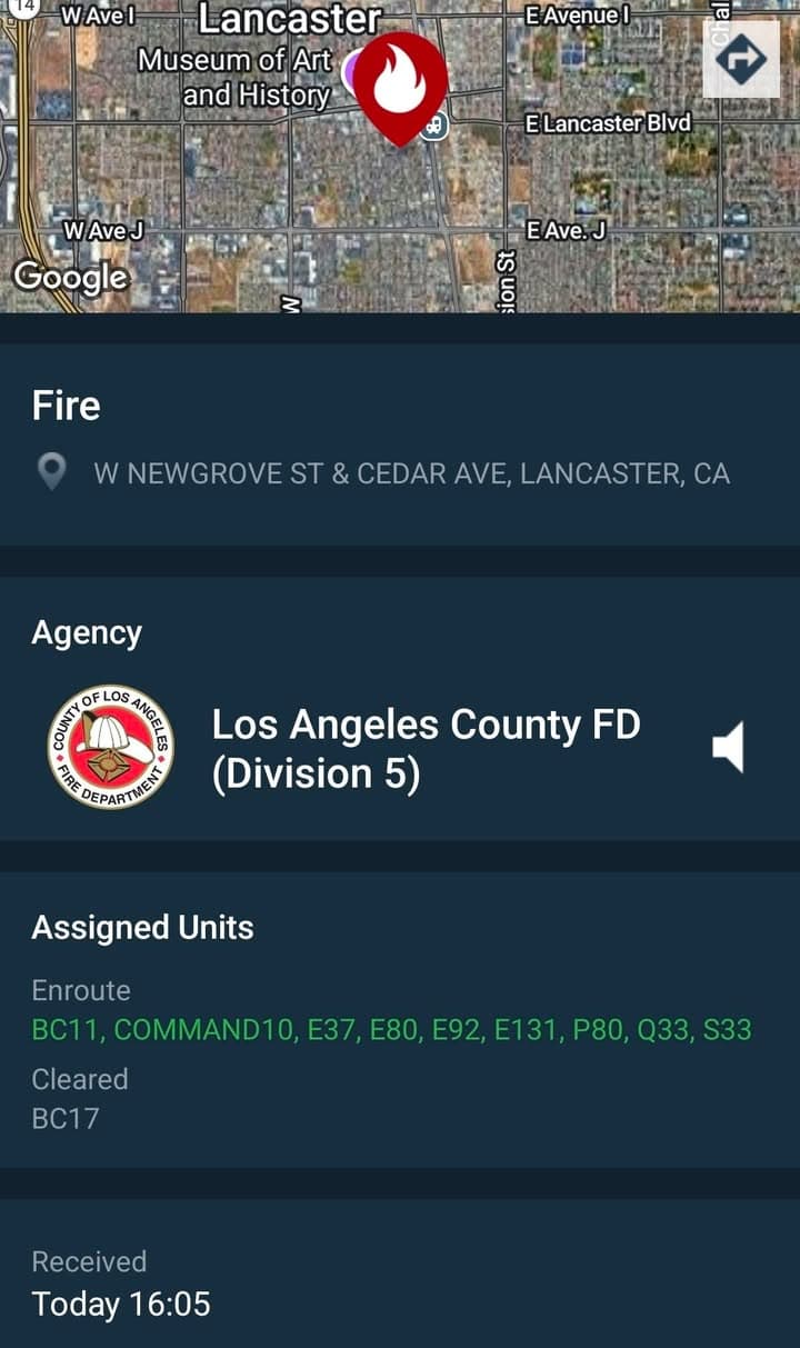 904S....44600 Block of Date Avenue....house on fire....sheriff and FD enroute code 3...