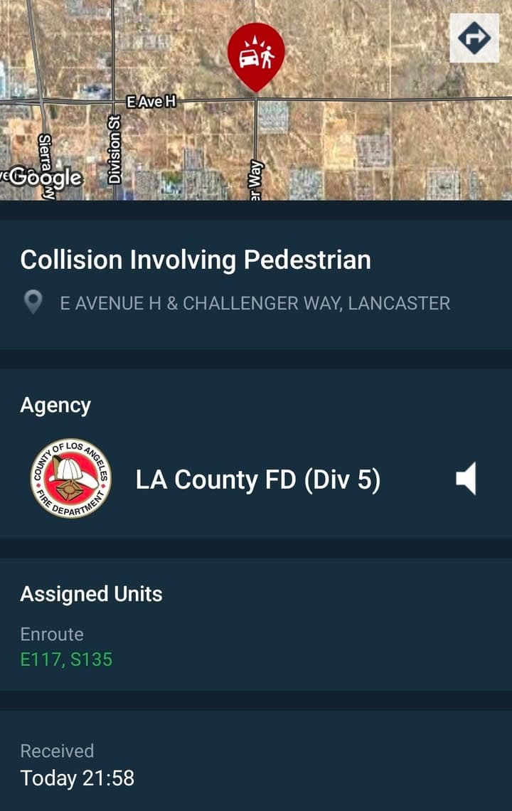 902T/902R....Challenger Way and Avenue H....vehicle vs pedestrian....sheriff and FD enroute code 3...