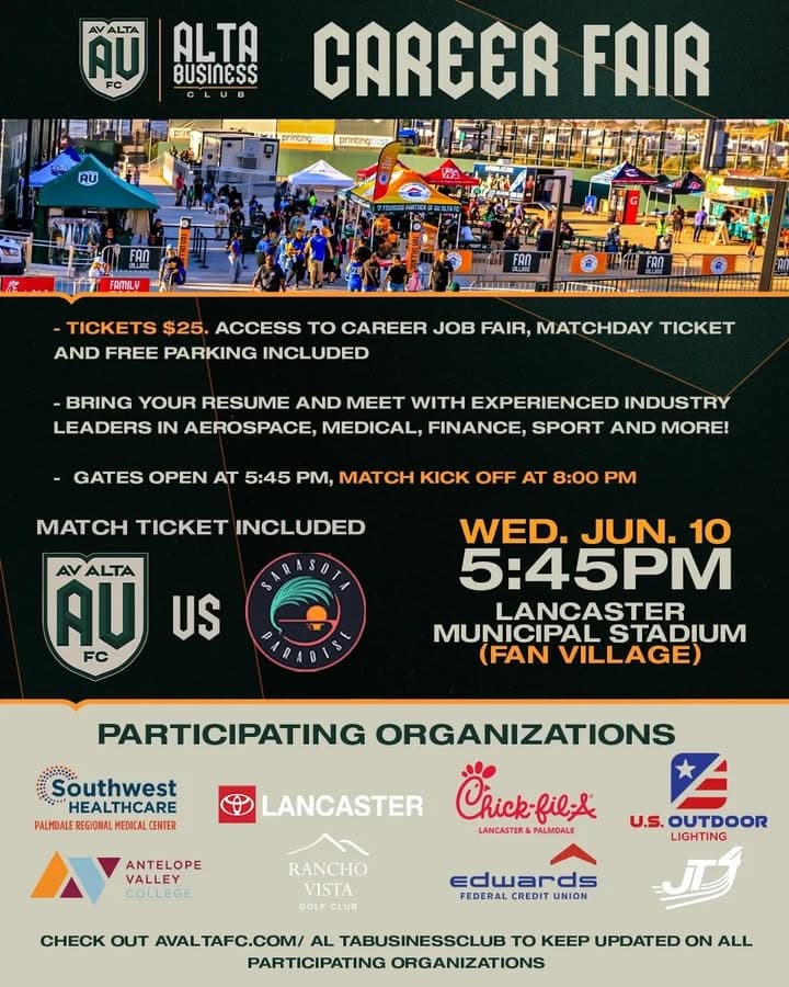 Community Career Fair | June 10, 6:00–8:00 PM | Lancaster Municipal Stadium...