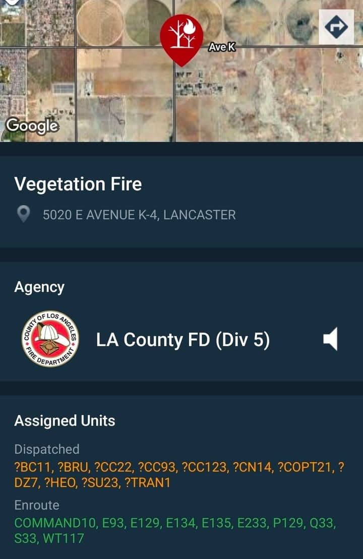 904B....50th Street East between Avenue K-4 and K-8....large fire in desert....sheriff and...