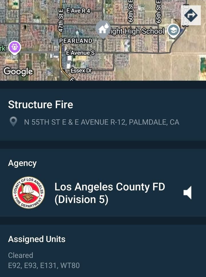 904S....55th Street East and Avenue R-12....possible house on fire....sheriff and FD enroute...