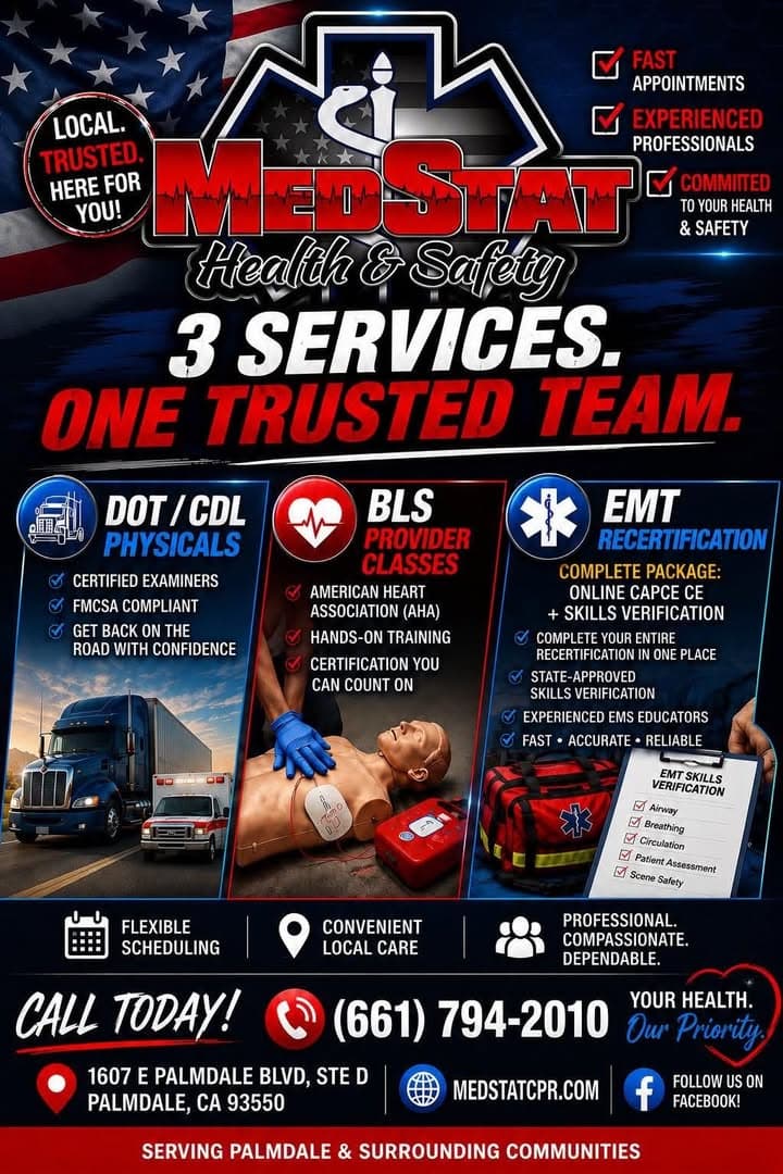 🚛 Commercial Driver? ❤️ Healthcare Professional? 🚑 EMT? MedStat Health & Safety...