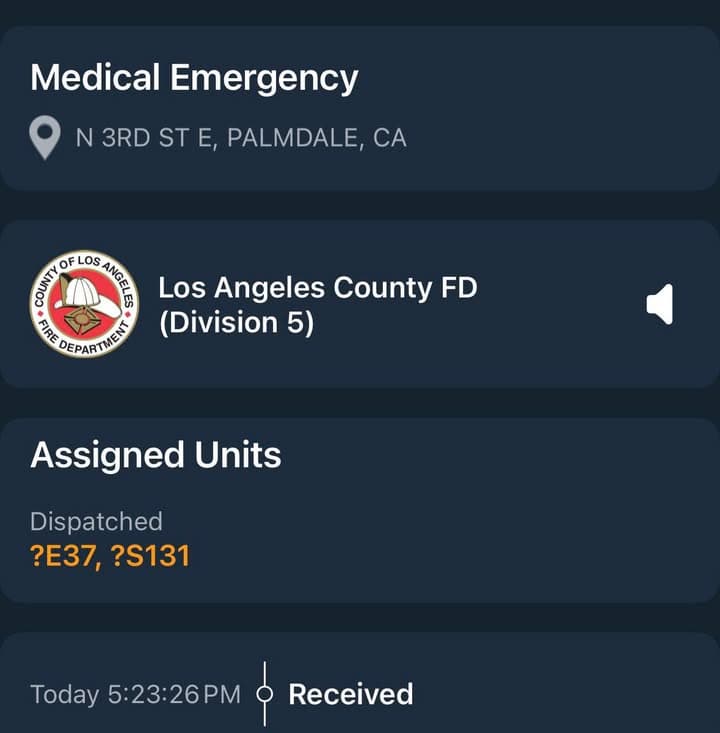 902R…38500 block 3rd Street East…baby choking…Sheriff and FD enroute code 3