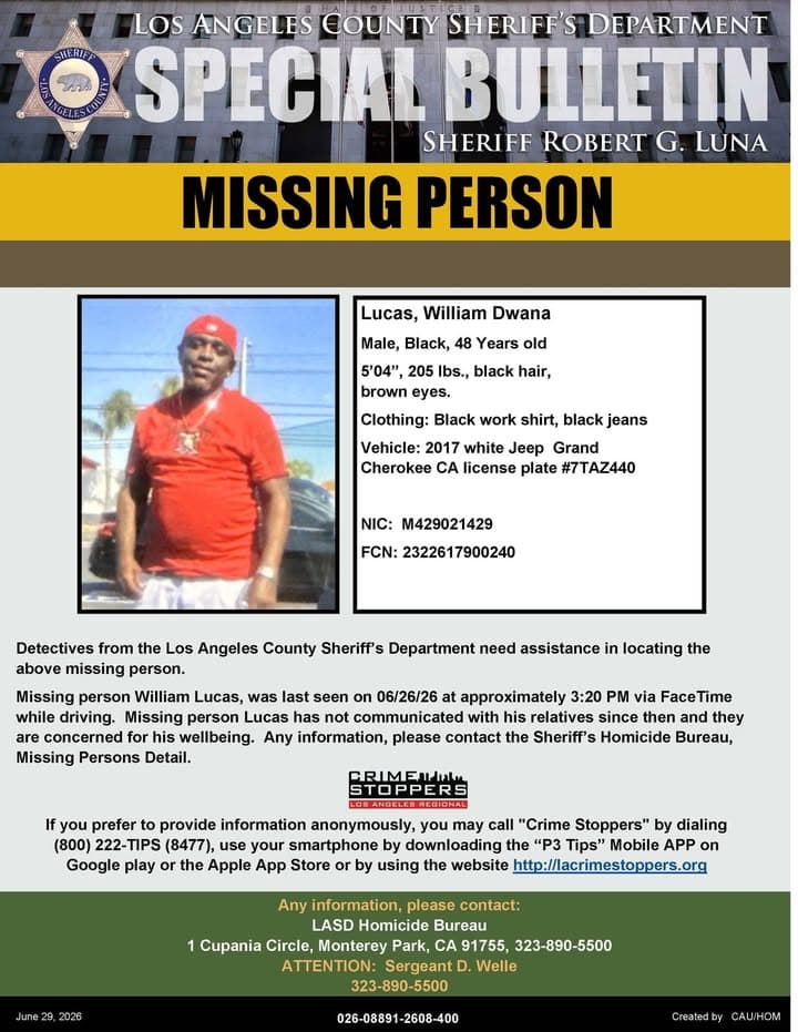 #LASD is Asking for the Public’s Help Locating Missing Person, William Dwana...