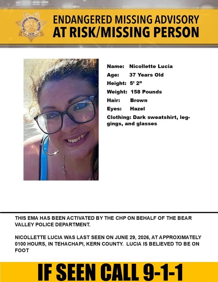 Bear Valley Police are searching for a critical missing person. Name: Nicolette...