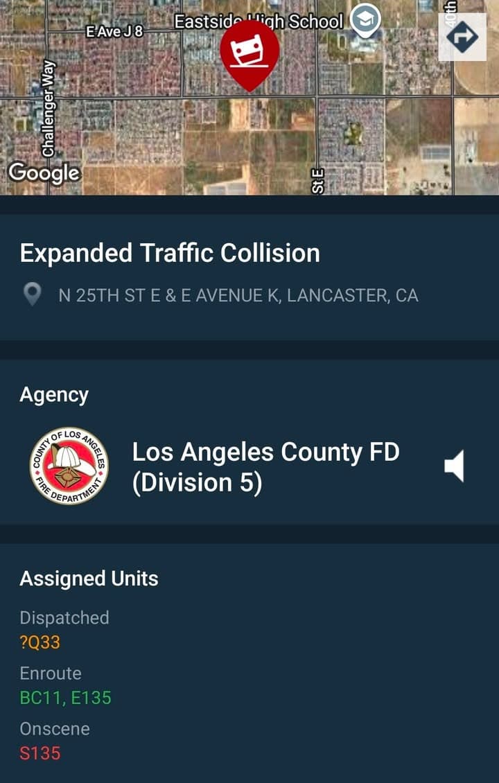 ****CONFIRMED FATALITY**** Traffic collision....25th Street East and Avenue K....Squad 135 rolled up...