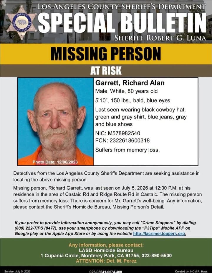 Advisory: #LASD is Asking for the Public’s Help Locating At-Risk Missing Person,...