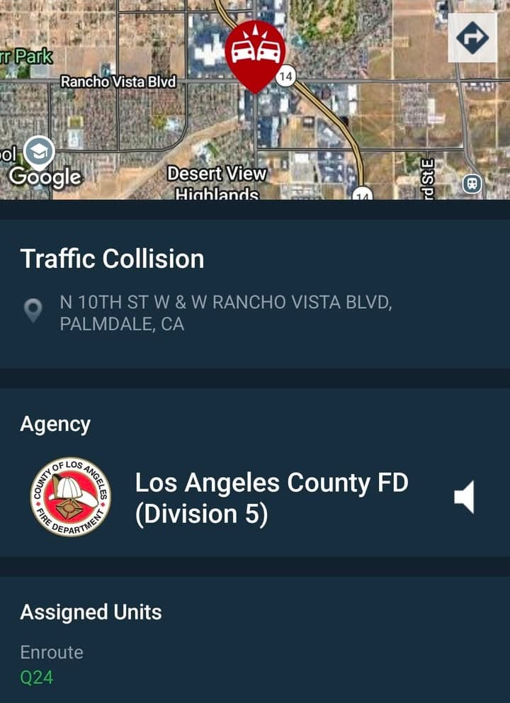 901T/902R....10th Street West and Rancho Vista....two vehicle collision, black Ford Ranger vs...