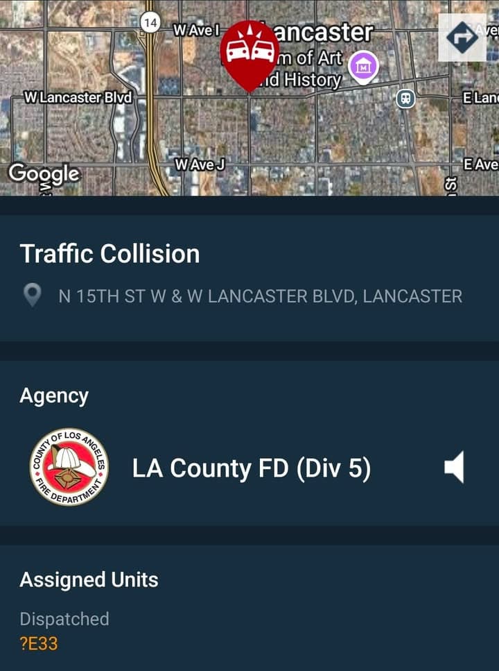 481/902R....15th Street West and Lancaster Boulevard....two vehicle collision, one vehicle fled scene....sheriff...