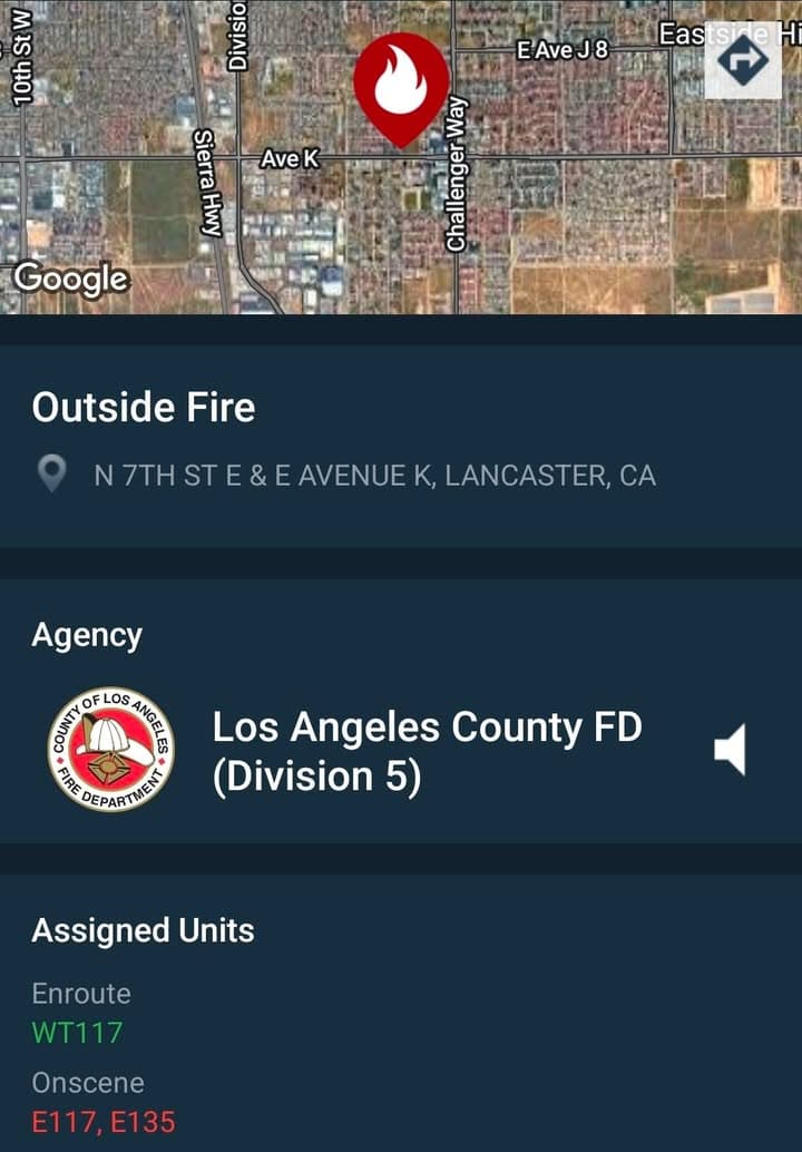 Engine 117 and 135 on scene of a small fire in field...
