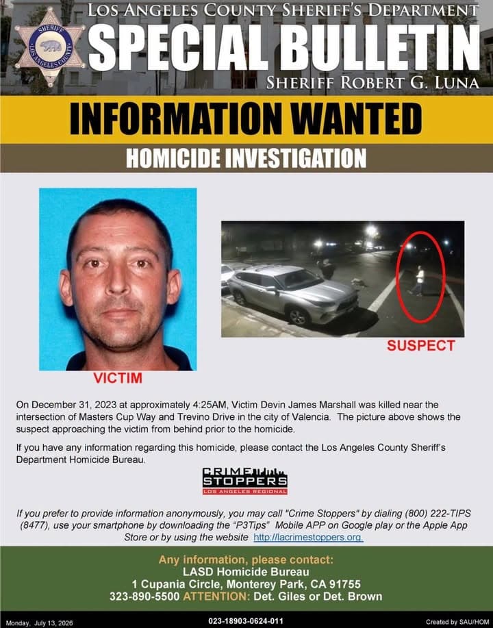 Advisory: LASD Homicide Detectives Seek the Public’s Assistance with Fatal Shooting Investigation...