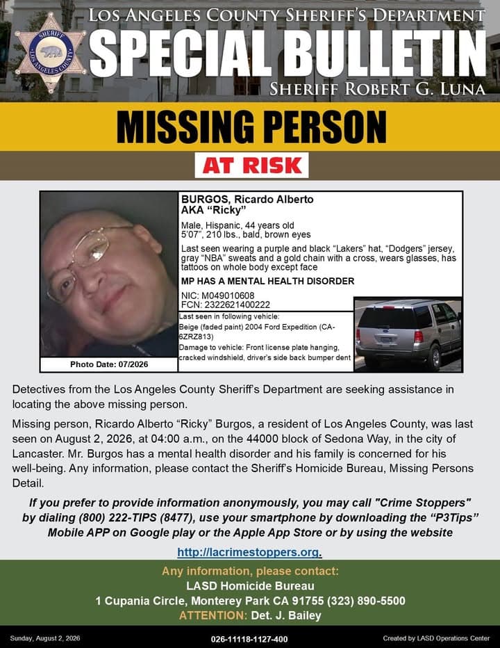 #LASD is Asking for the Public's Help Locating At-Risk Missing Person, Ricardo...