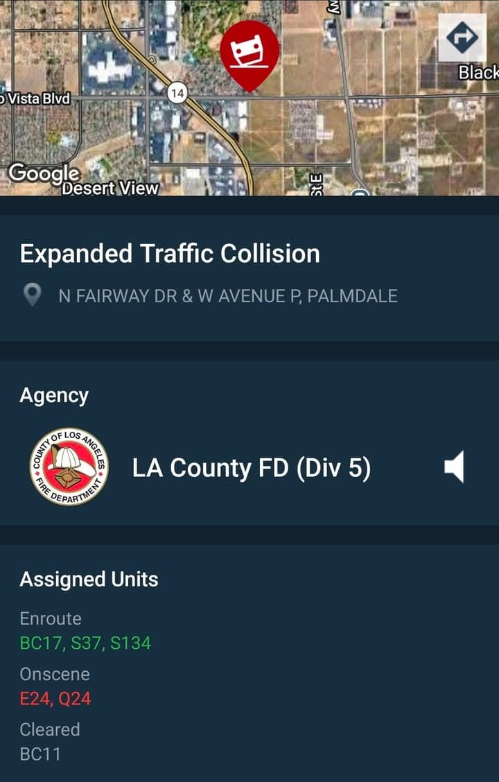 902T/902R....Fairway Drive and Avenue P....two vehicle collision, white SUV overturned.....sheriff and FD...