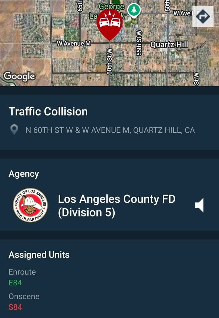 902T/902R....60th Street West and Avenue M....two vehicle collision....sheriff and FD enroute code...
