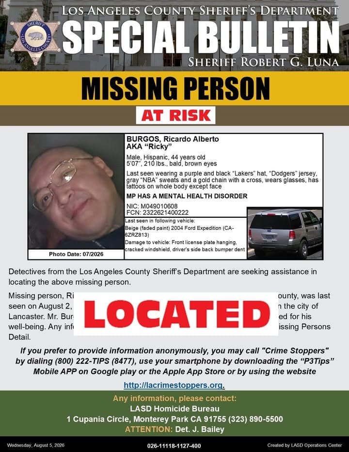 *UPD LOCATED* #LASD is Asking for the Public's Help Locating At-Risk Missing...