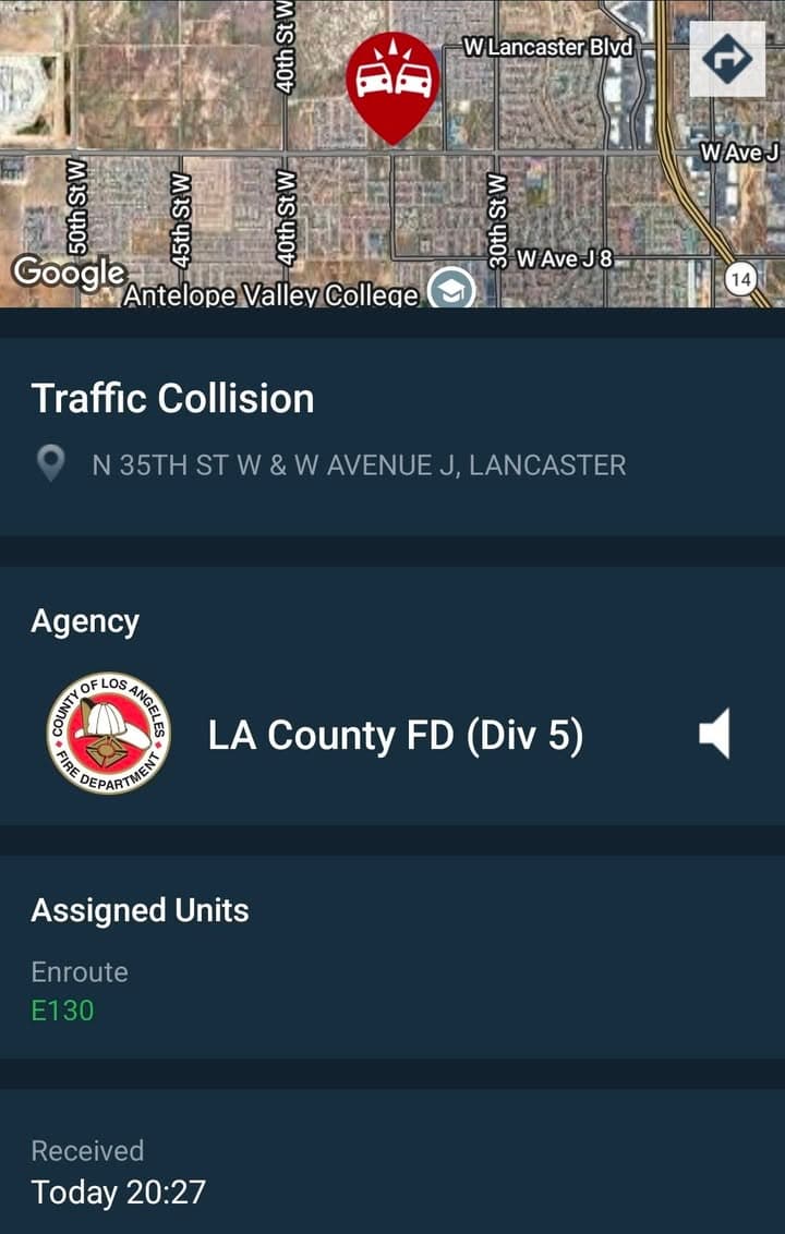 902T/902R....35th Street West and Avenue J.....two vehicle collision....sheriff and FD enroute code...