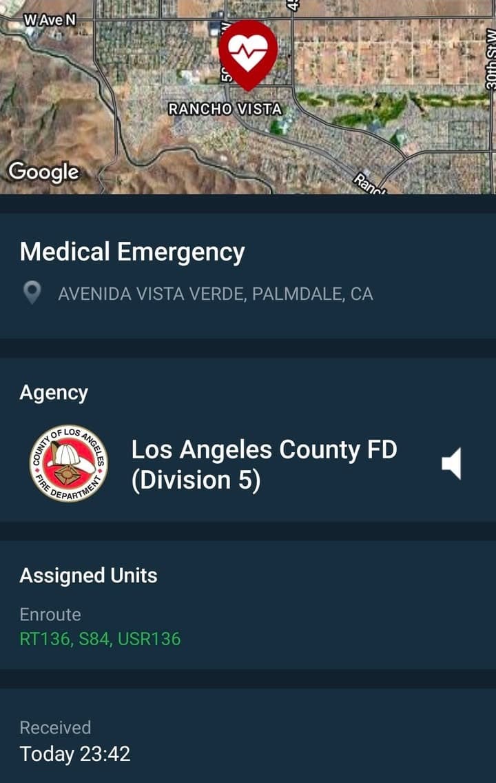 245GSV....Rancho Vista Blvd and Avenue N-8 (Avenida Vista Verde)....possible gunshot victim at...