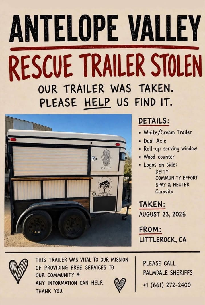 Stolen last night in Littlerock This trailer is used for community outreach...