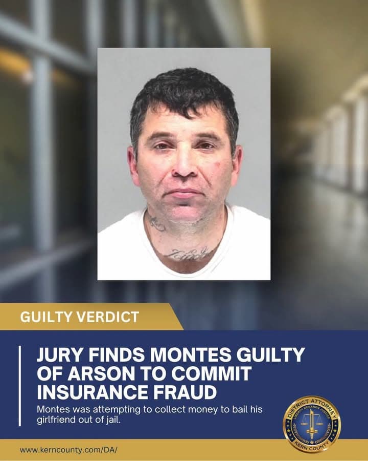 A Kern County jury found Daniel Montes guilty of arson and automobile...