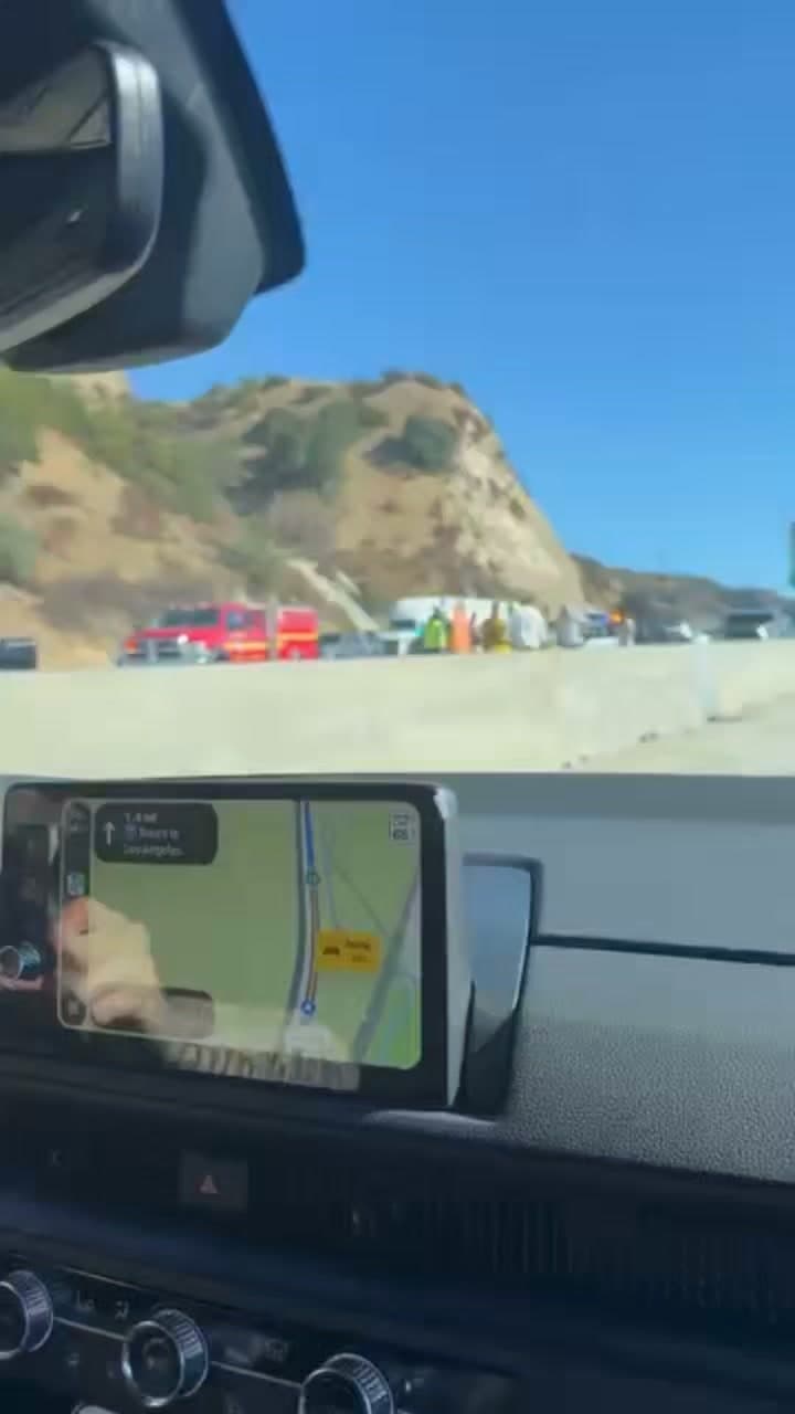 11-79....northbound 14 at Newhall Avenue....motorcycle vs white Ford F-150....CHP and FD enroute...