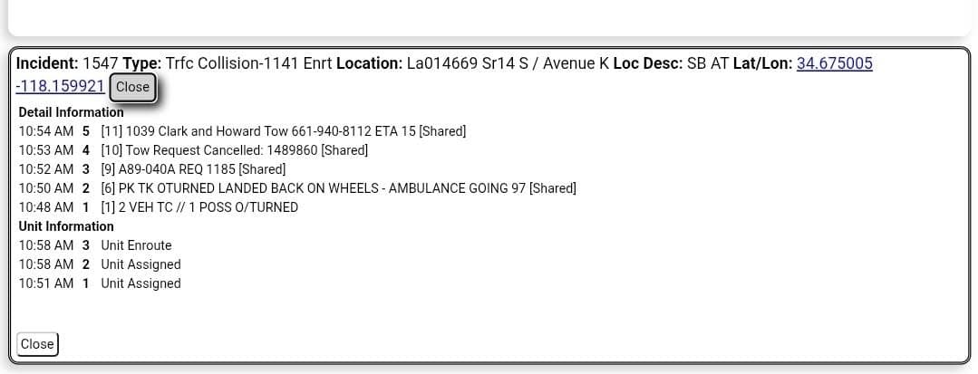11-79....Southbound 14 at Avenue K....two vehicle collision, one pickup truck overturned and...