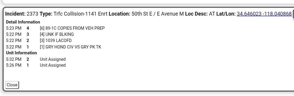 11-79....50th Street East and Avenue M....two vehicle collision, gray Honda Civic vs...