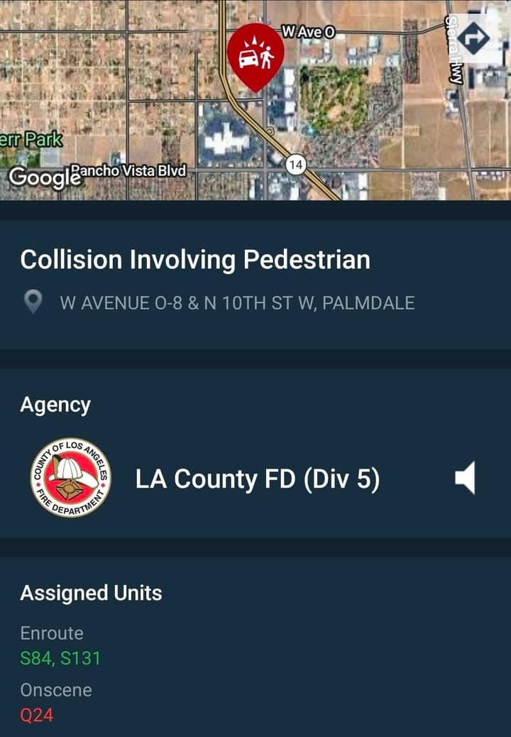 902T/902R....10th Street West and Avenue O-8....vehicle vs bicycle, male 51 with injuries....sheriff...